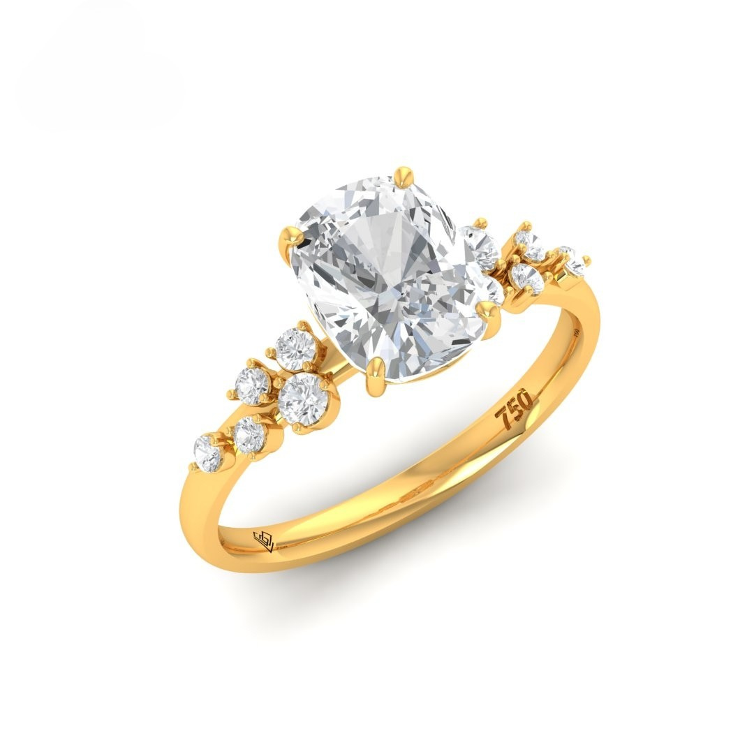 Layla Cushion Diamond Engagement Ring With Diamond Accent Band