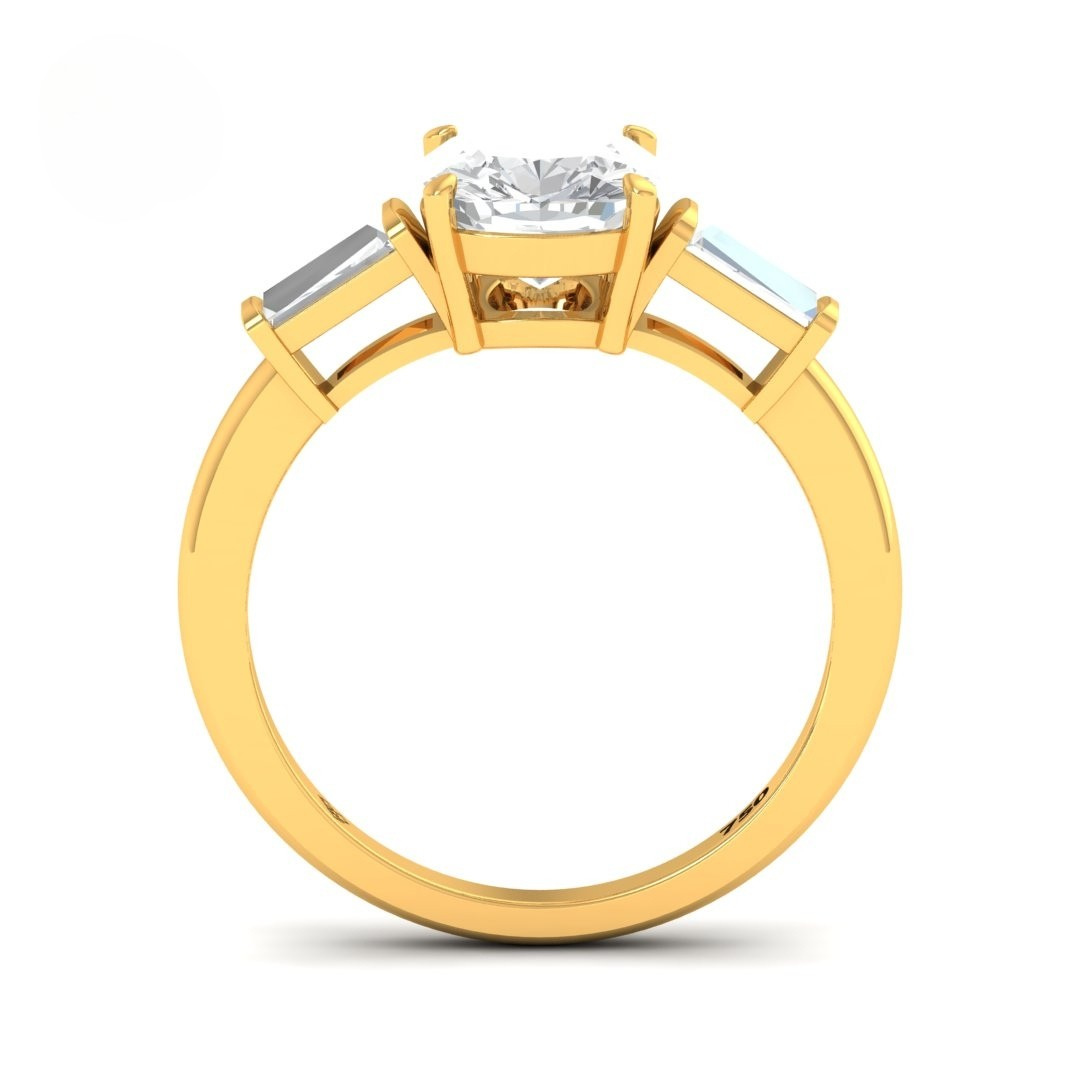 Mary Cushion Cut Diamond Engagement Ring with Tapering Baguette Cut Side Diamonds