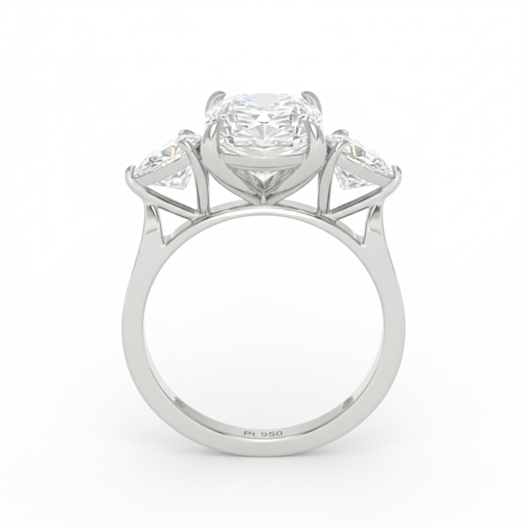 Sofia Cushion Cut Diamond Engagement Ring With A Pear Cut Side Diamonds