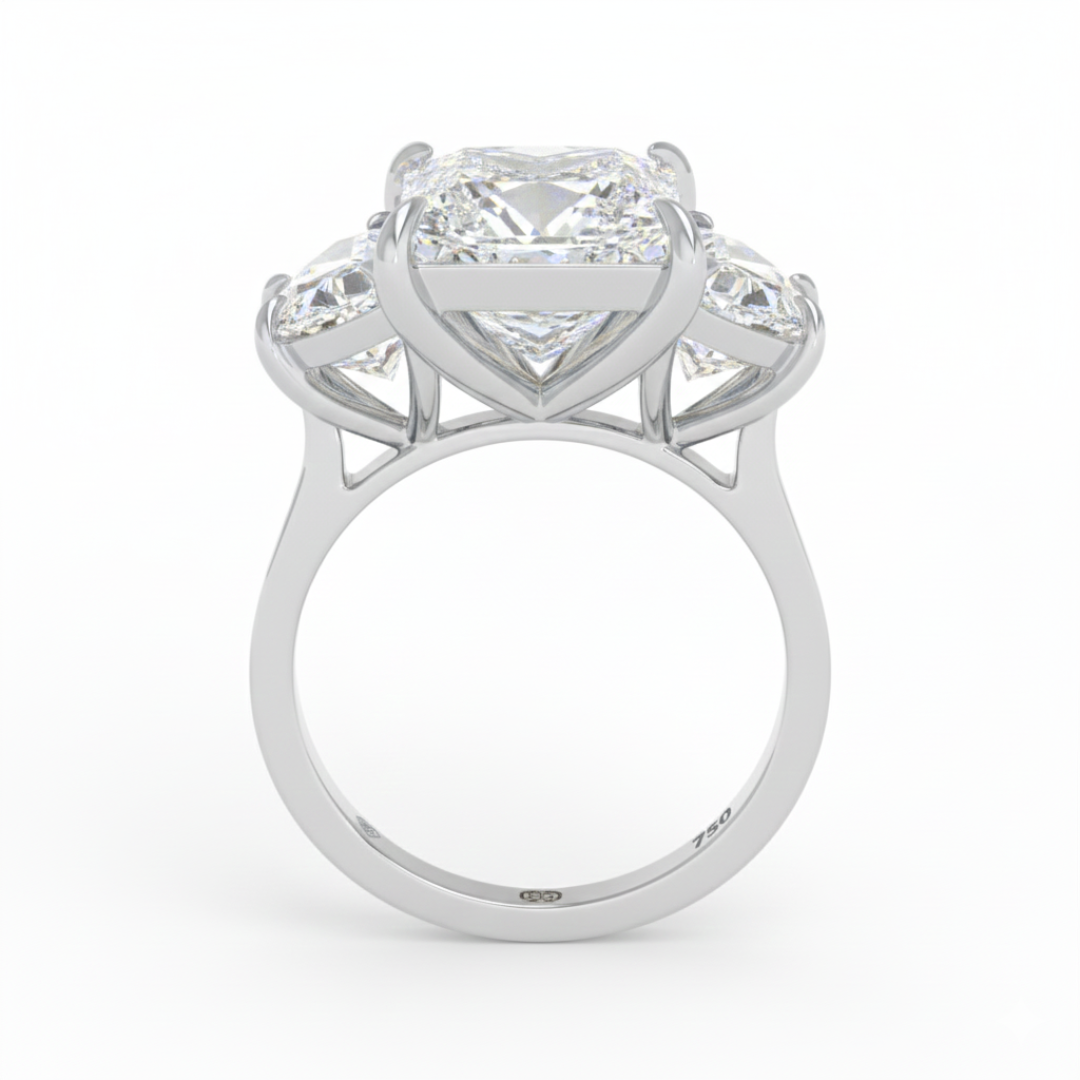 Kamala Princess Cut Diamond Engagement Ring with Half Moon Sides