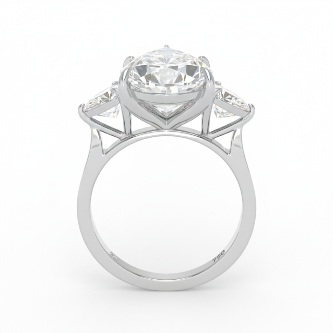 Bague de fiançailles Sofia en diamant taille poire avec diamants latéraux taille poire