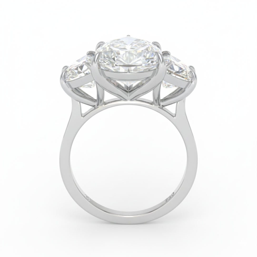 Kamala Pear Cut Diamond Engagement Ring With Half Moon Cut Side Diamonds