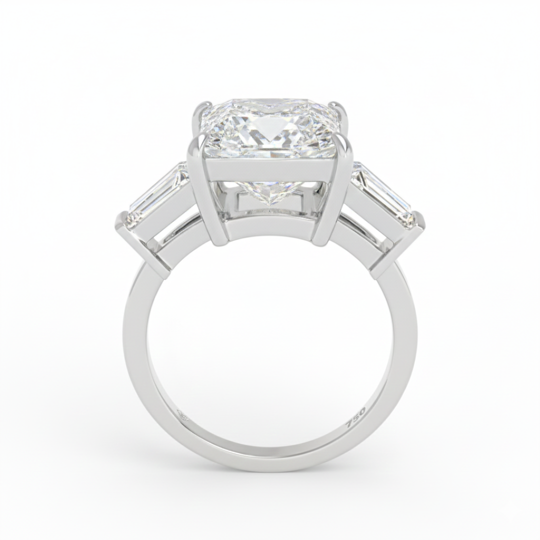 Mary Princess Cut Diamond Engagement Ring With Tapering Baguette Cut Side Diamonds