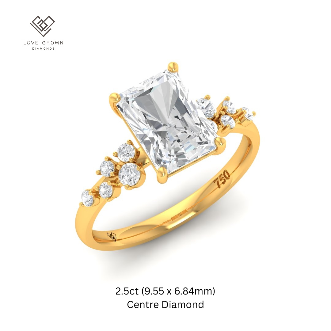 Layla Radiant Cut Diamond Engagement Ring With Accent Band