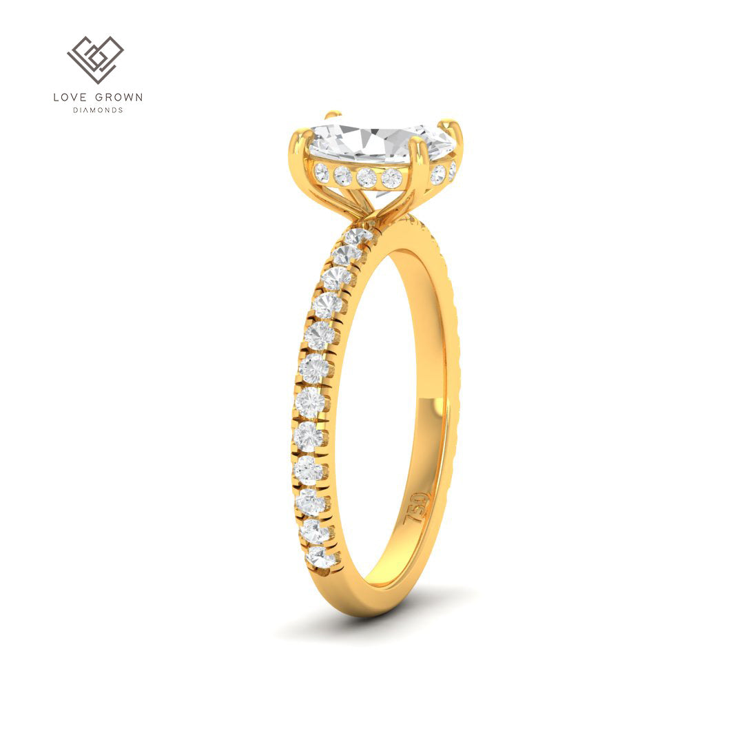 Chloé Oval Cut Diamond Engagement Ring with Diamond Hidden Halo and Diamond Band