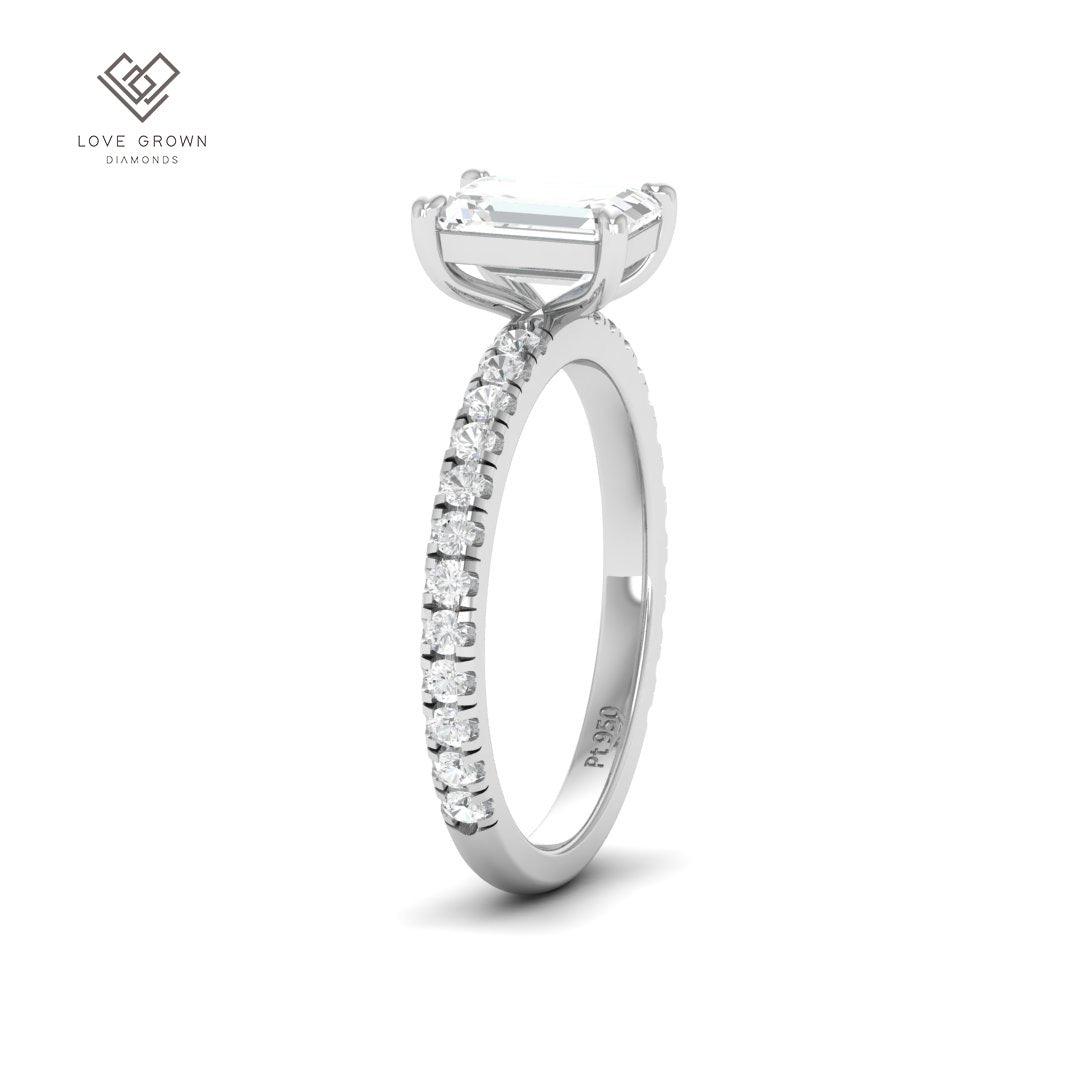 Abigail Emerald With Diamond Band Engagement Ring