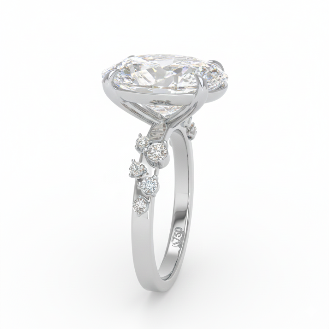 Layla Oval Cut Diamond Engagement Ring With Diamond Accent Band