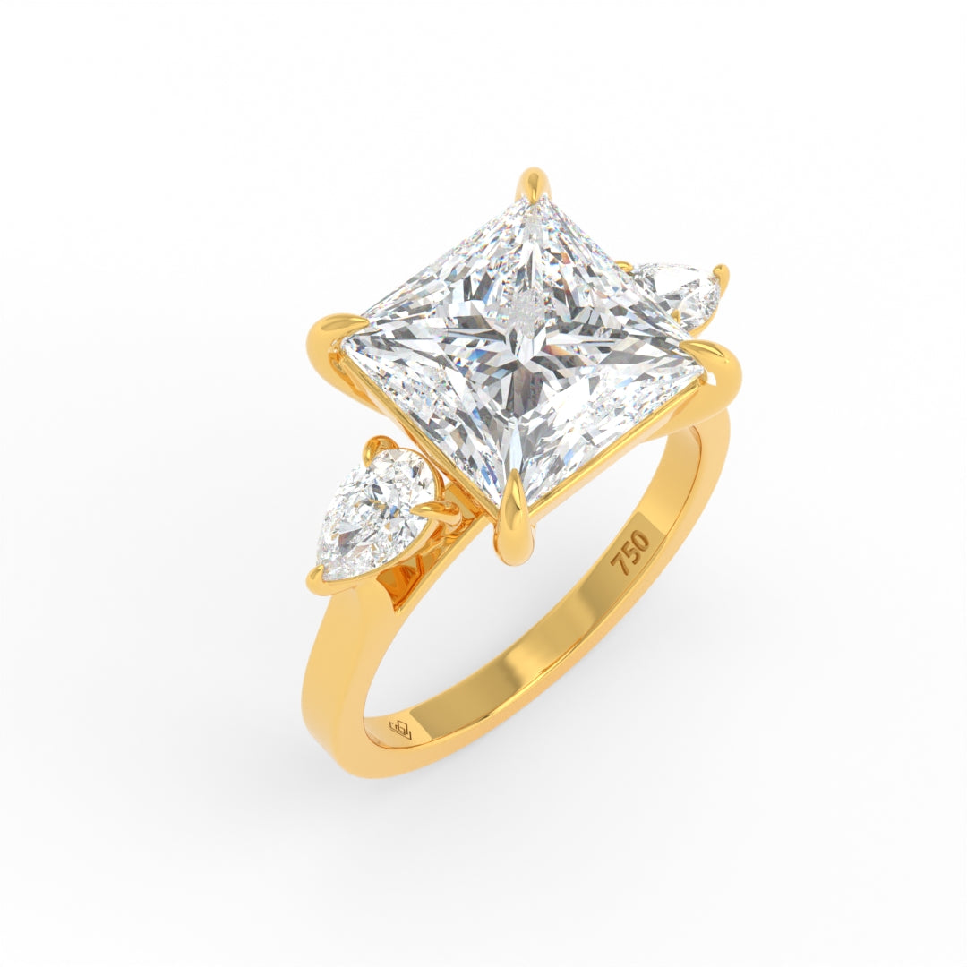 Sofia Princess Cut Diamond Engagement Ring With A Pear sides