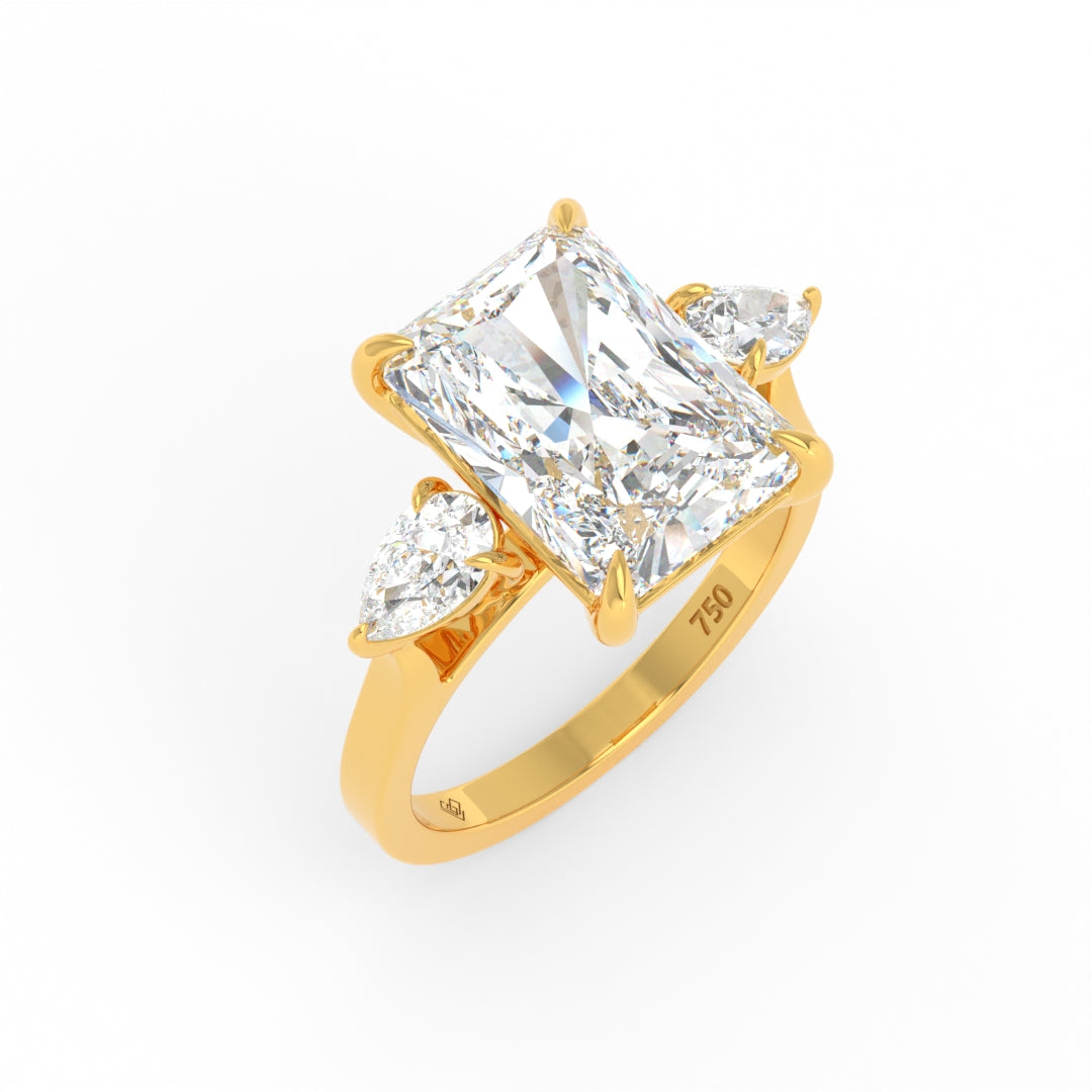 Sofia Radiant Cut Diamond Engagement Ring With A Pear Cut Side Diamonds