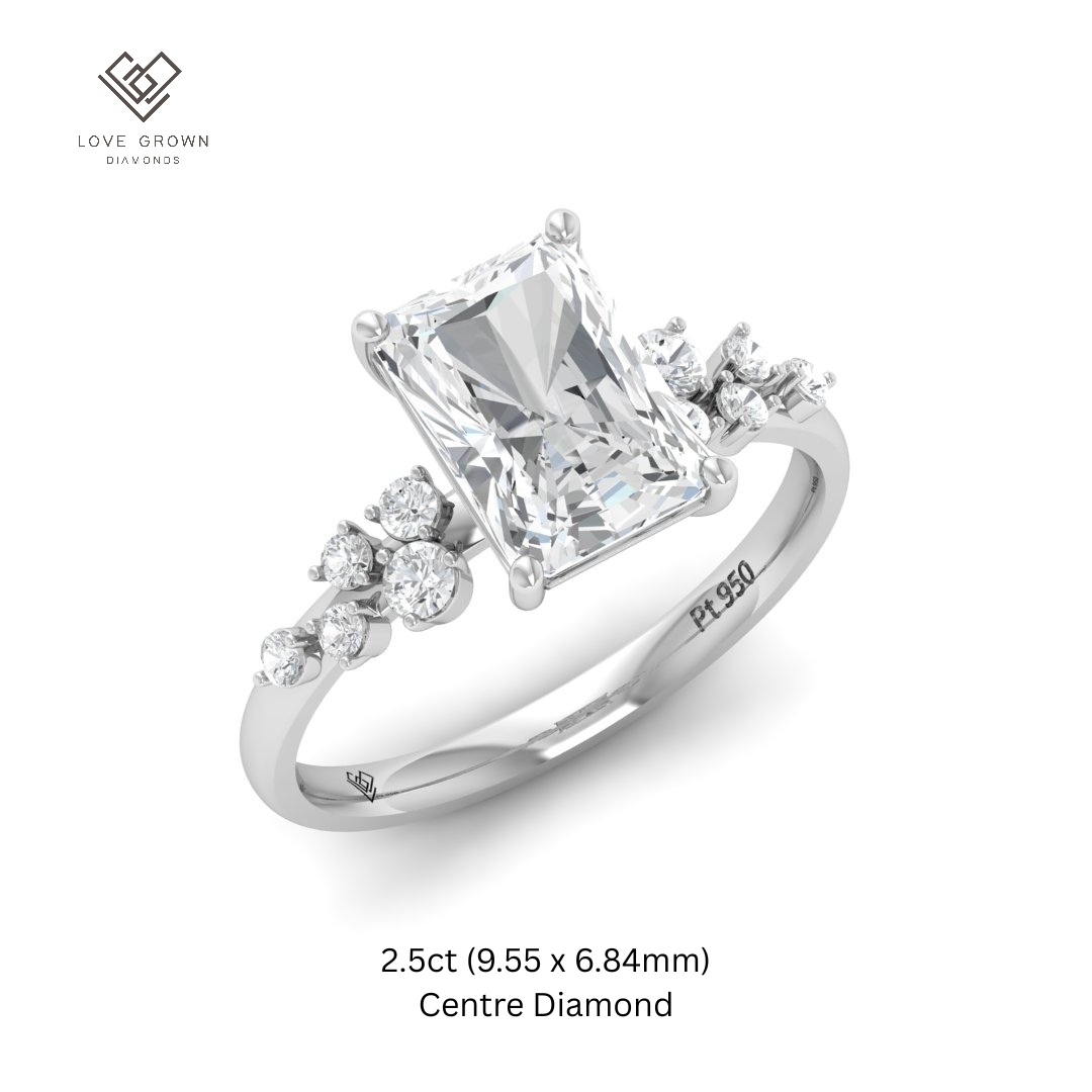 Layla Radiant Cut Diamond Engagement Ring With Accent Band