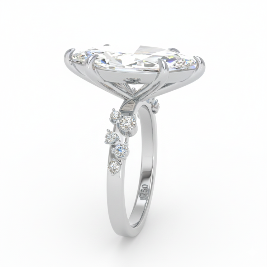 Layla Marquise Cut Diamond Engagement Ring With Accent Band