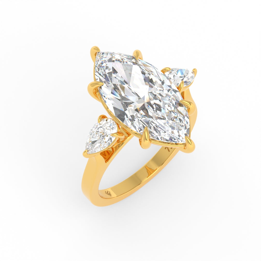 Sofia Marquise Cut Diamond Engagement Ring with Pear Cut Side Diamonds