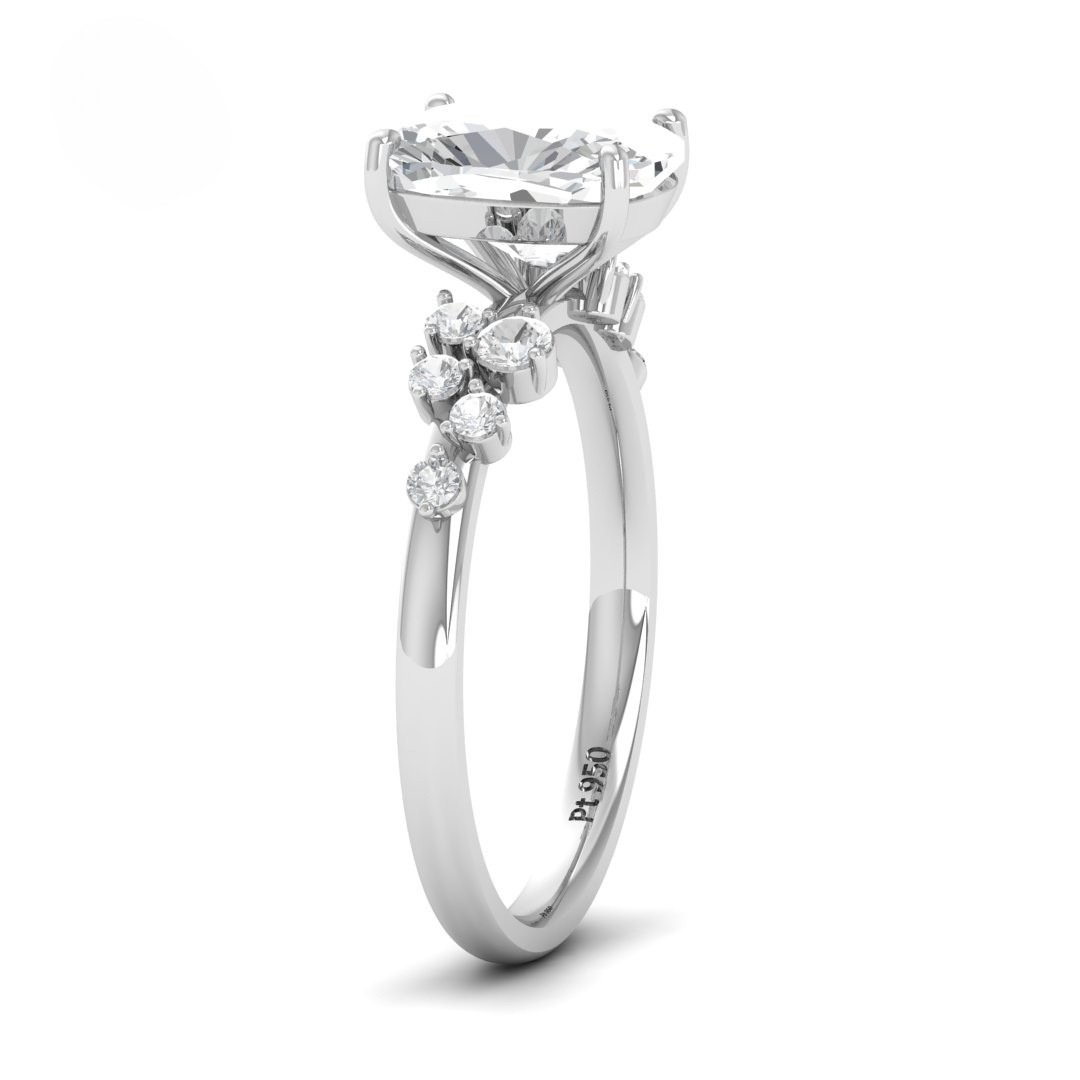 Layla Cushion Diamond Engagement Ring With Diamond Accent Band