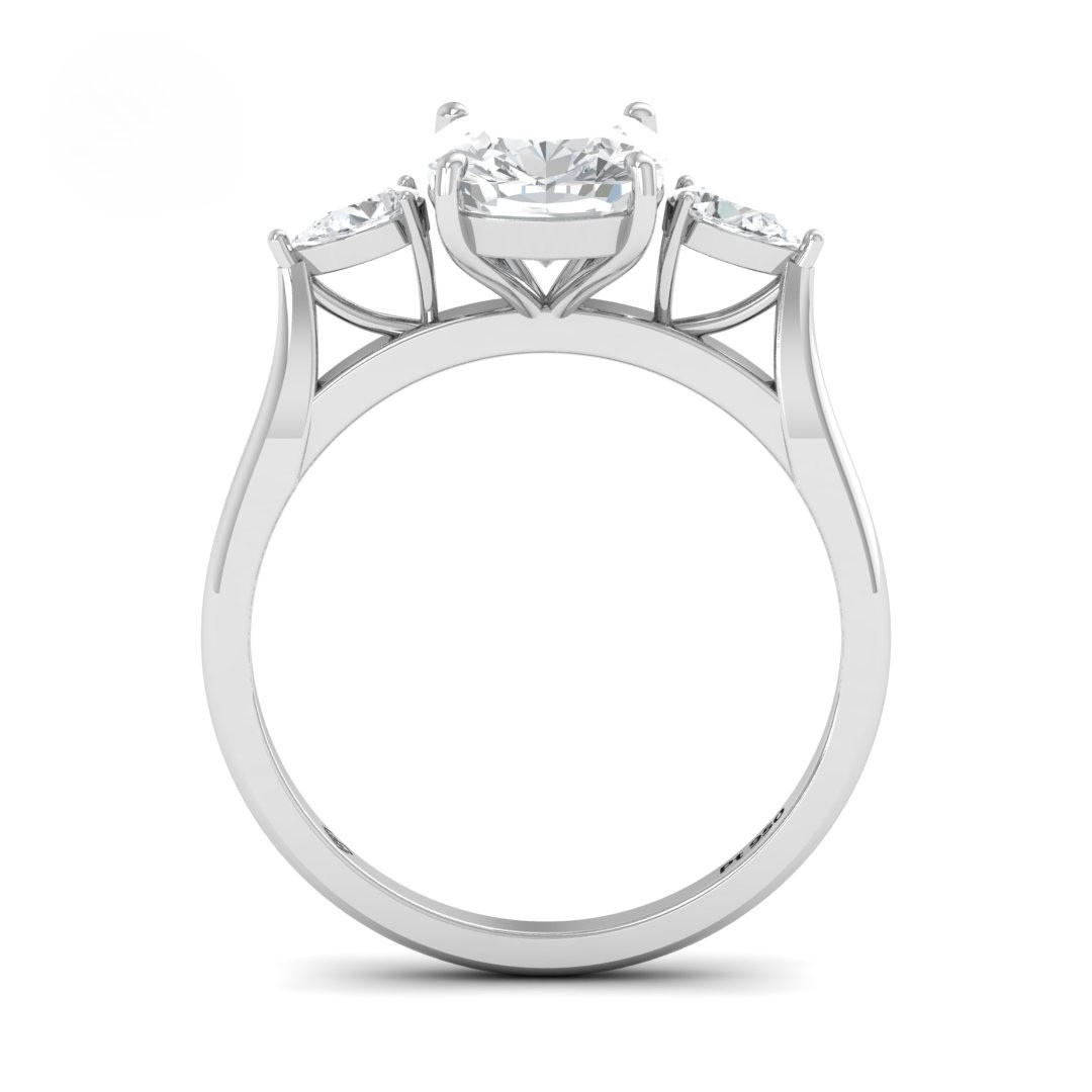 Sofia Cushion Cut Diamond Engagement Ring With A Pear Cut Side Diamonds