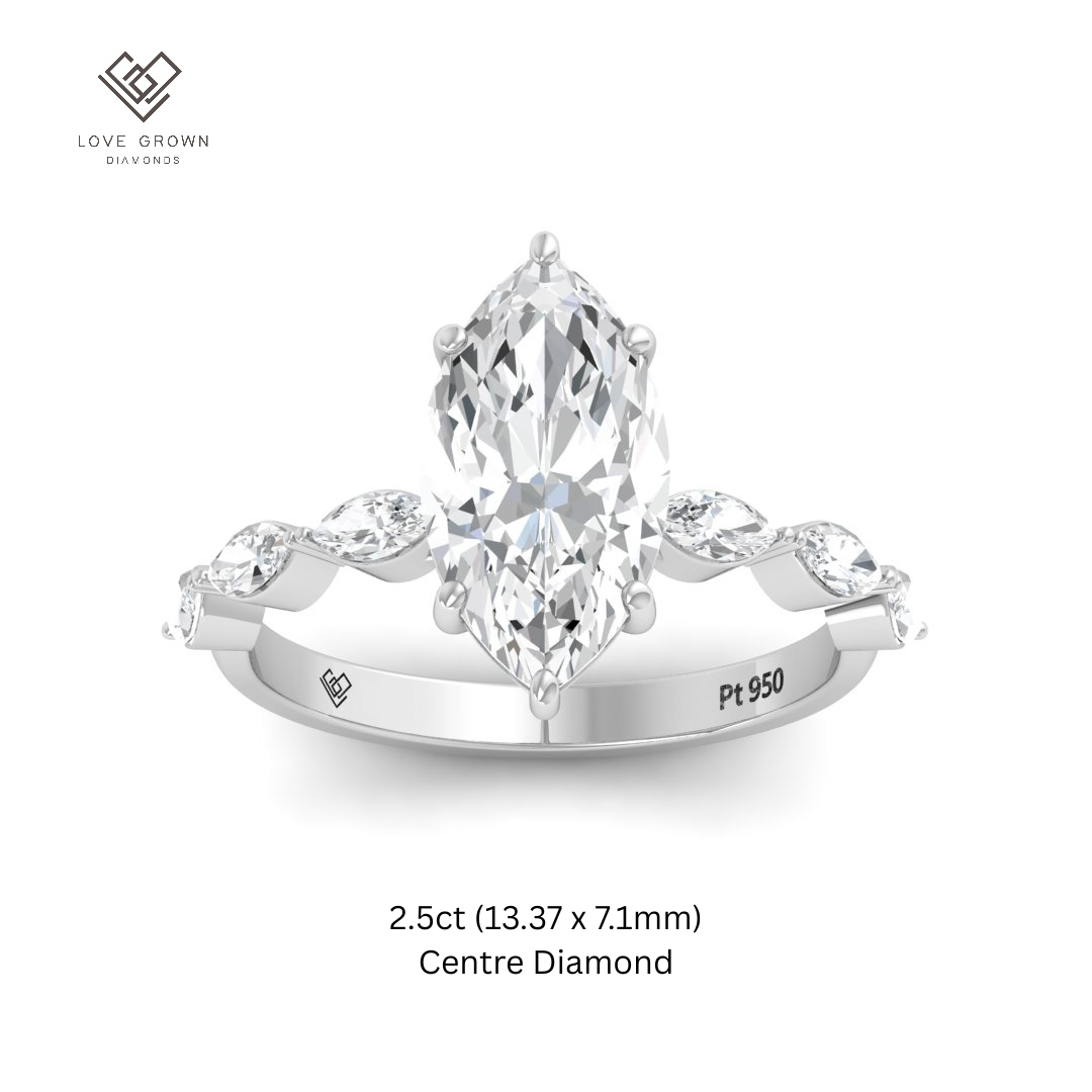 Kasandra Marquise Cut Diamond Engagement Ring With A Marquise Cut Diamond Band