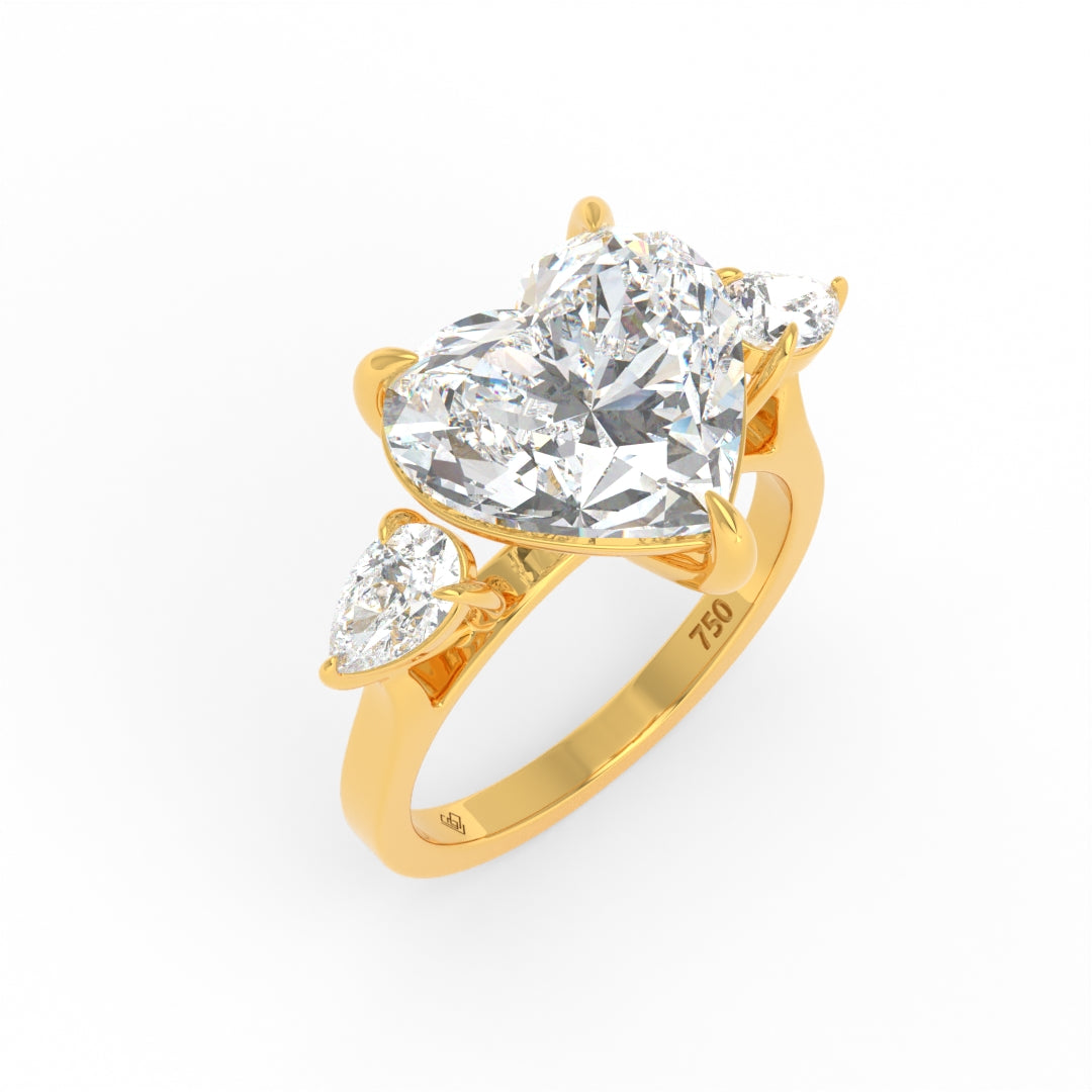 Sofia Heart Cut Diamond Engagement Ring With A Pear Cut Side Diamonds