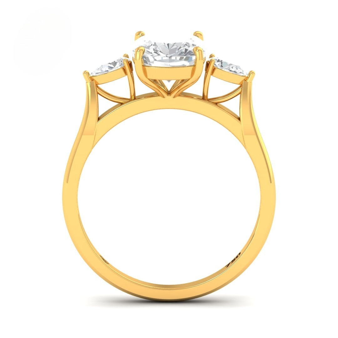 Sofia Cushion Cut Diamond Engagement Ring With A Pear Cut Side Diamonds