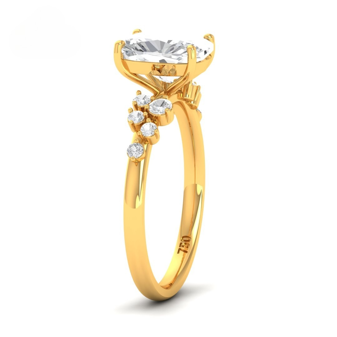 Layla Cushion Diamond Engagement Ring With Diamond Accent Band