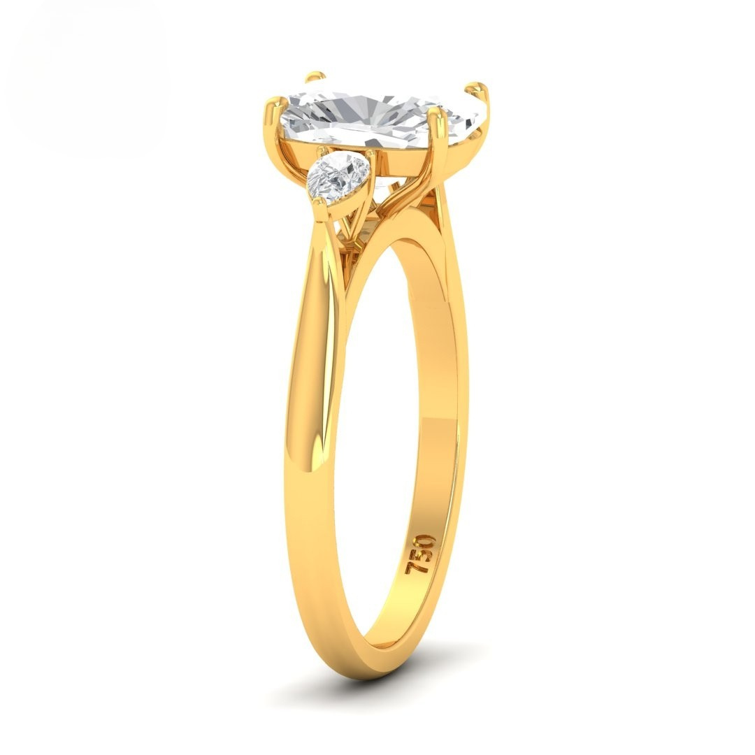 Sofia Cushion Cut Diamond Engagement Ring With A Pear Cut Side Diamonds