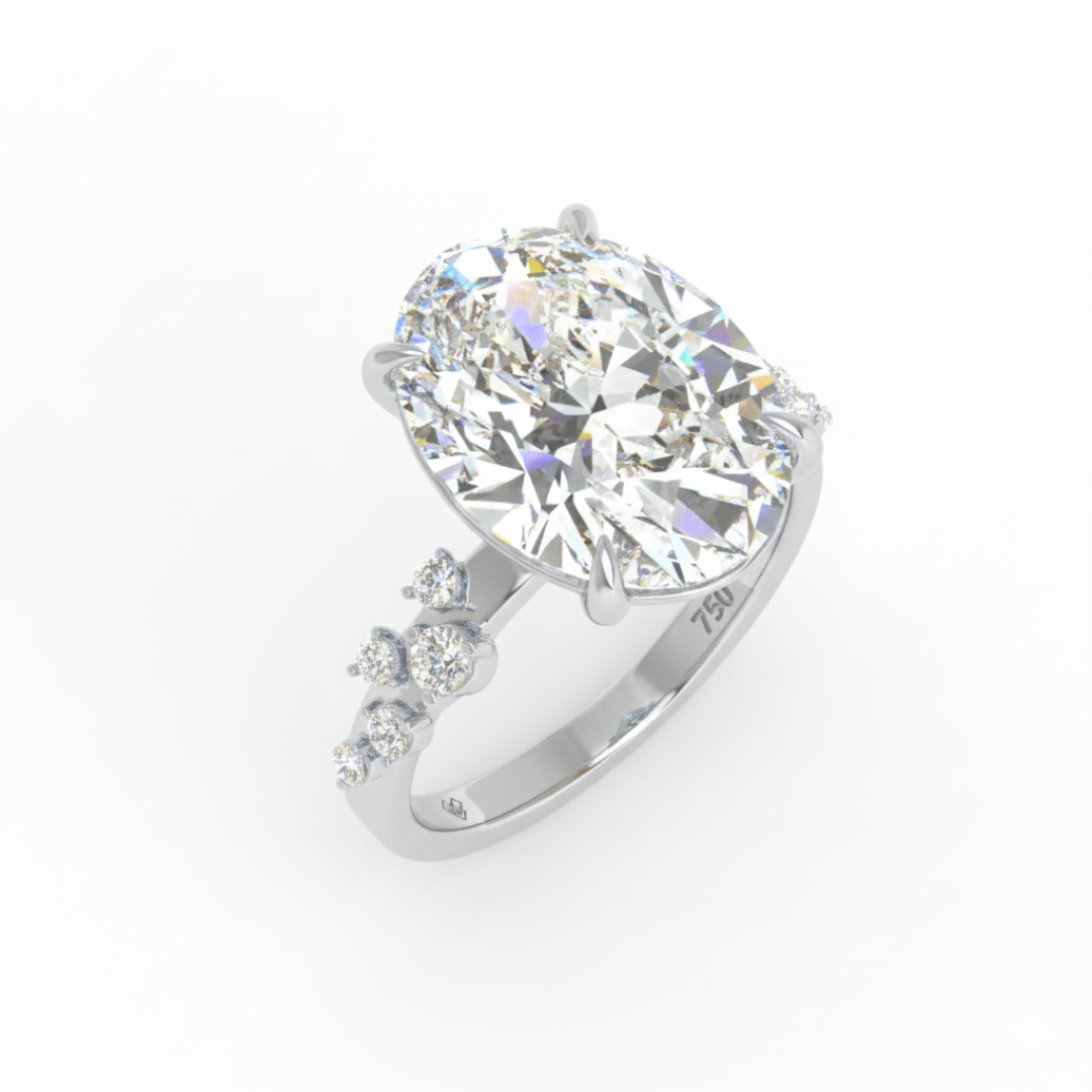 Layla Oval Cut Diamond Engagement Ring With Diamond Accent Band
