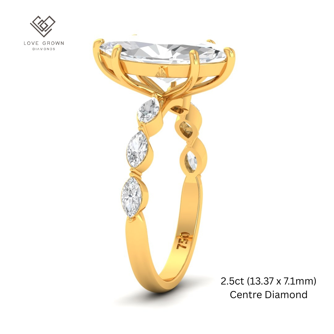 Kasandra Marquise Cut Diamond Engagement Ring With A Marquise Cut Diamond Band