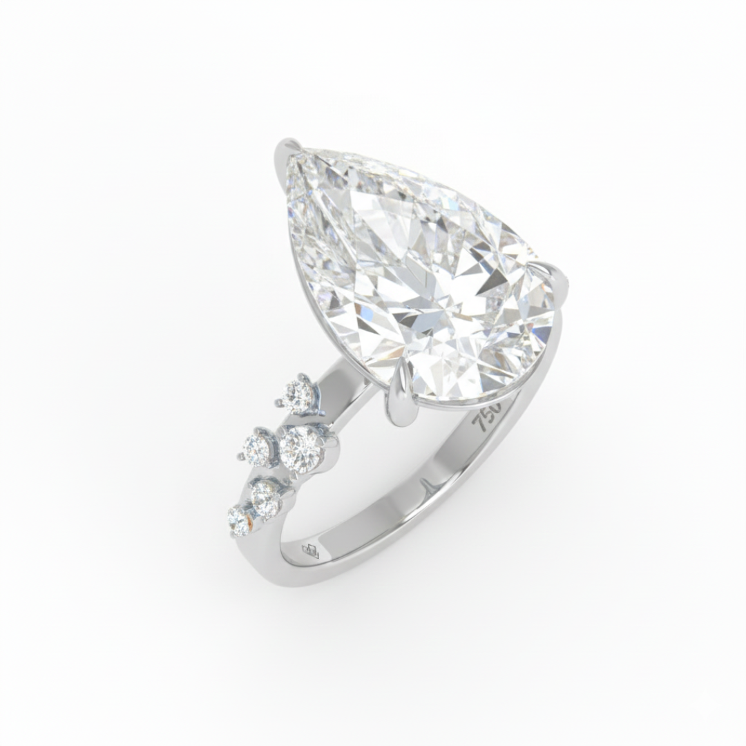 Layla Pear Cut Diamond Engagement Ring With Diamond Accent Band