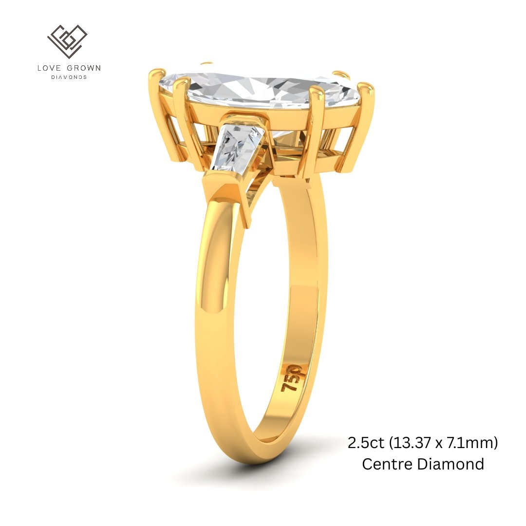 Mary Marquise Cut Diamond Engagement Ring with Tapering Baguette Cut Side Diamonds