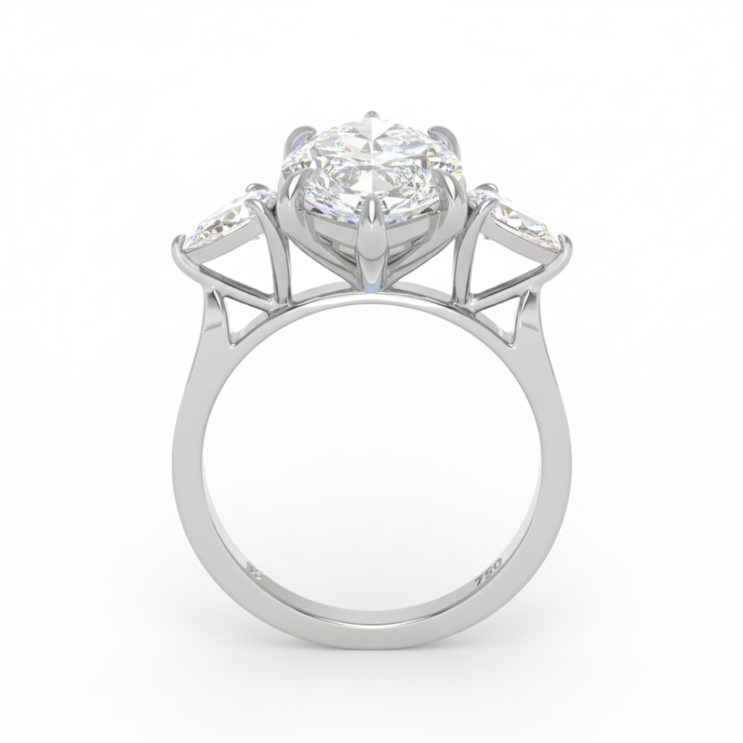 Sofia Marquise Cut Diamond Engagement Ring with Pear Cut Side Diamonds