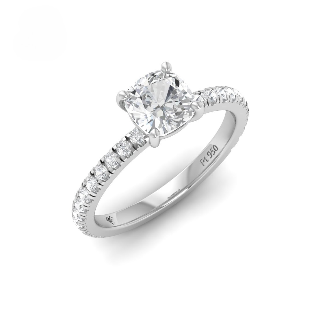 Abigail Cushion With Diamond Band Engagement Ring