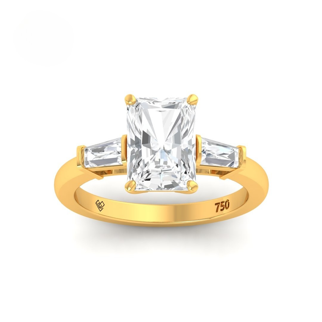 Mary Radiant Cut Diamond Engagement Ring With Tapering Baguettes Cut Side Diamonds