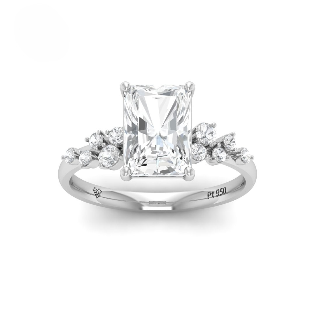 Layla Radiant Cut Diamond Engagement Ring With Accent Band