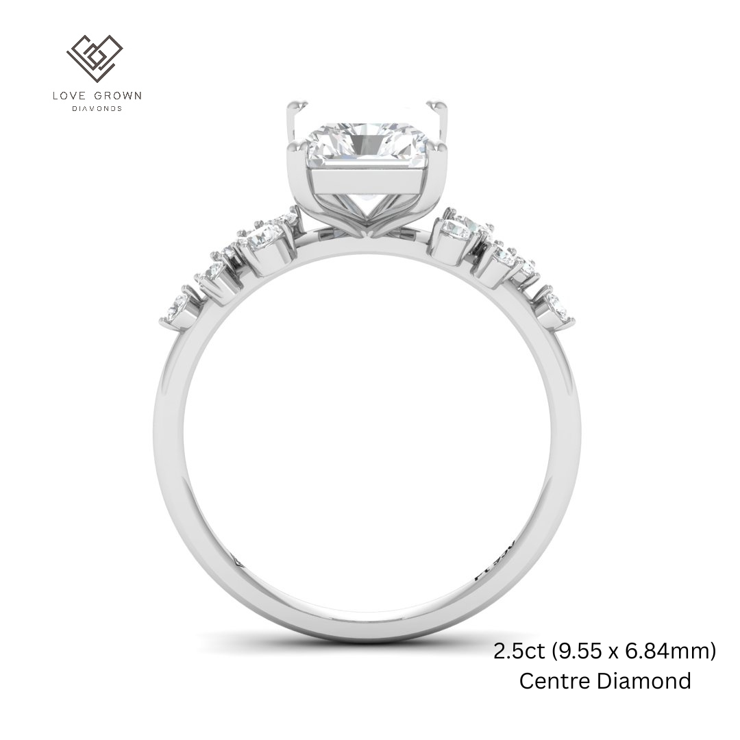 Layla Radiant Cut Diamond Engagement Ring With Accent Band
