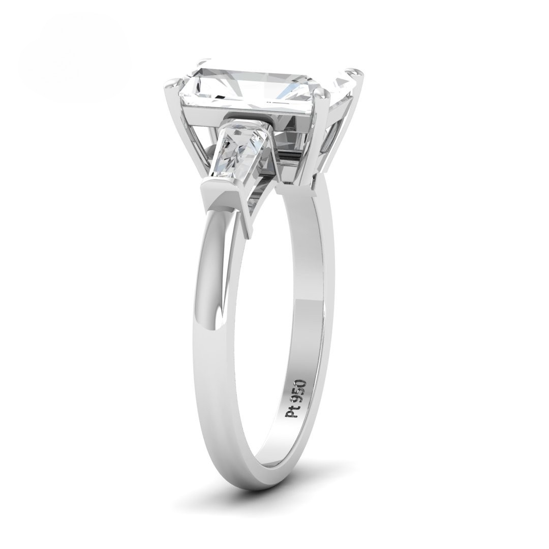 Mary Radiant Cut Diamond Engagement Ring With Tapering Baguettes Cut Side Diamonds