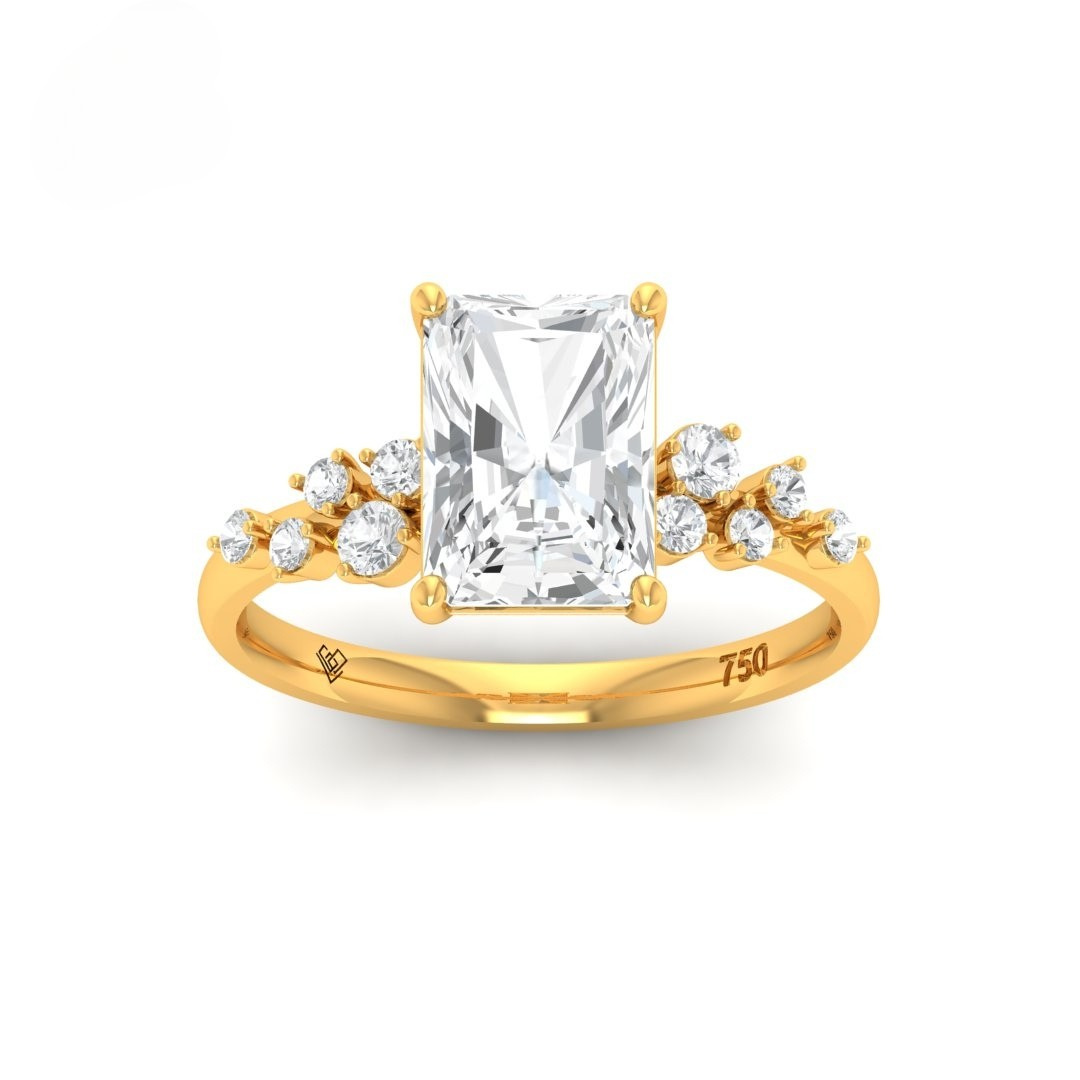 Layla Radiant Cut Diamond Engagement Ring With Accent Band