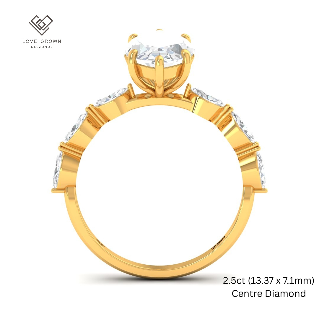 Kasandra Marquise Cut Diamond Engagement Ring With A Marquise Cut Diamond Band