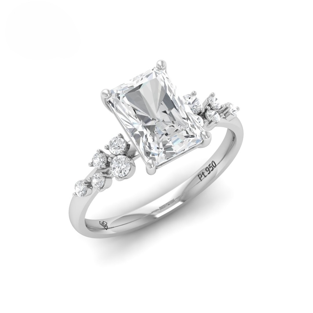 Layla Radiant Cut Diamond Engagement Ring With Accent Band