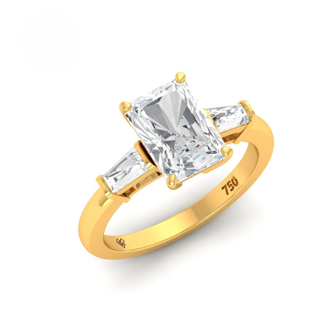 Mary Radiant Cut Diamond Engagement Ring With Tapering Baguettes Cut Side Diamonds