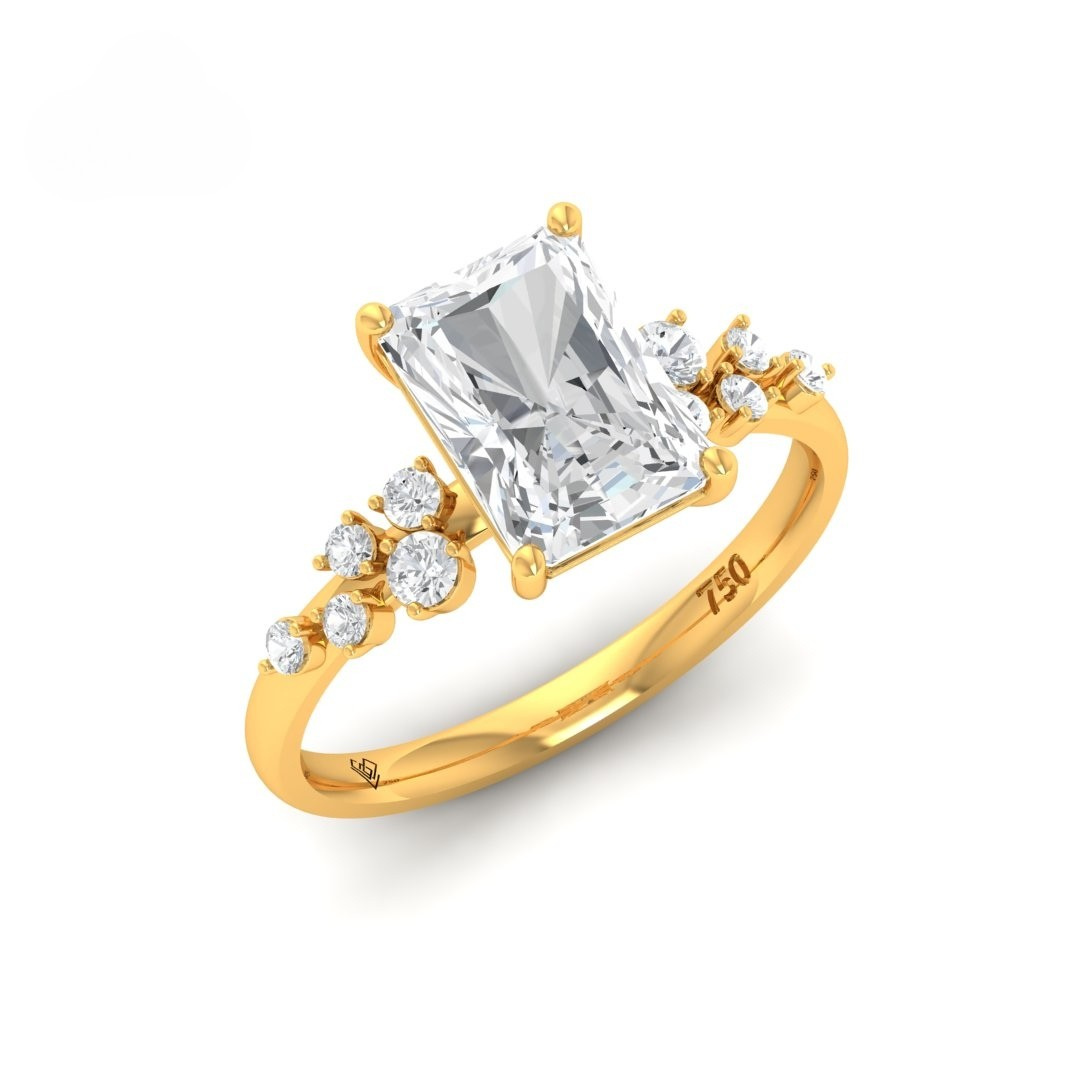 Layla Radiant Cut Diamond Engagement Ring With Accent Band