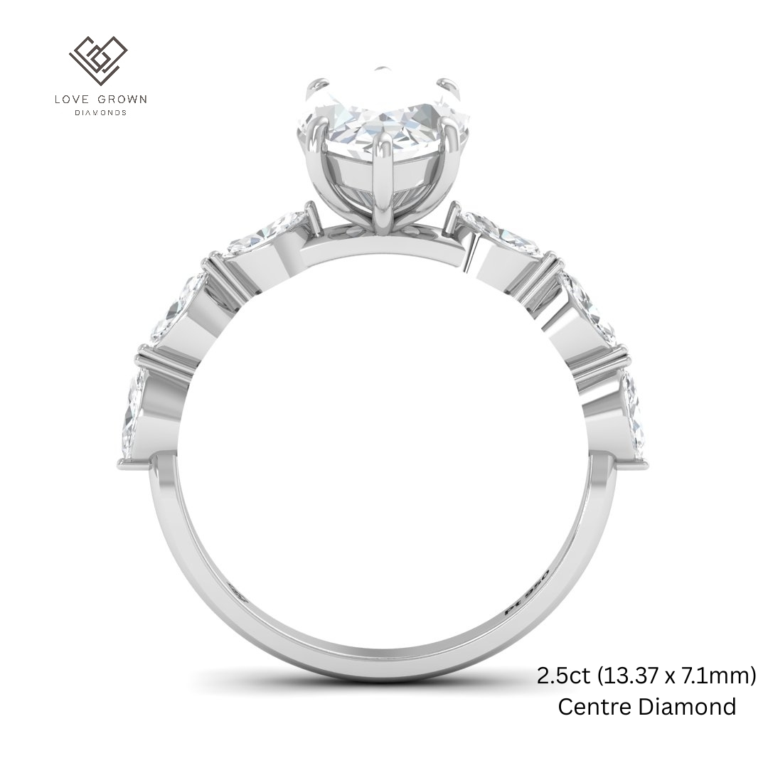 Kasandra Marquise Cut Diamond Engagement Ring With A Marquise Cut Diamond Band