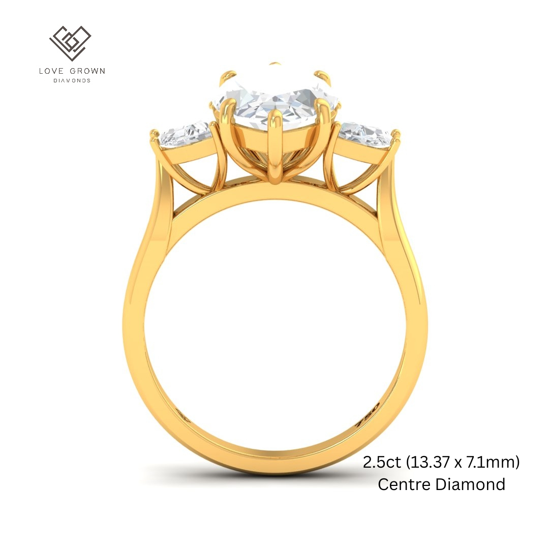Kamala Marquise Cut Diamond Enagement Ring with Half Moon Cut Side Diamonds
