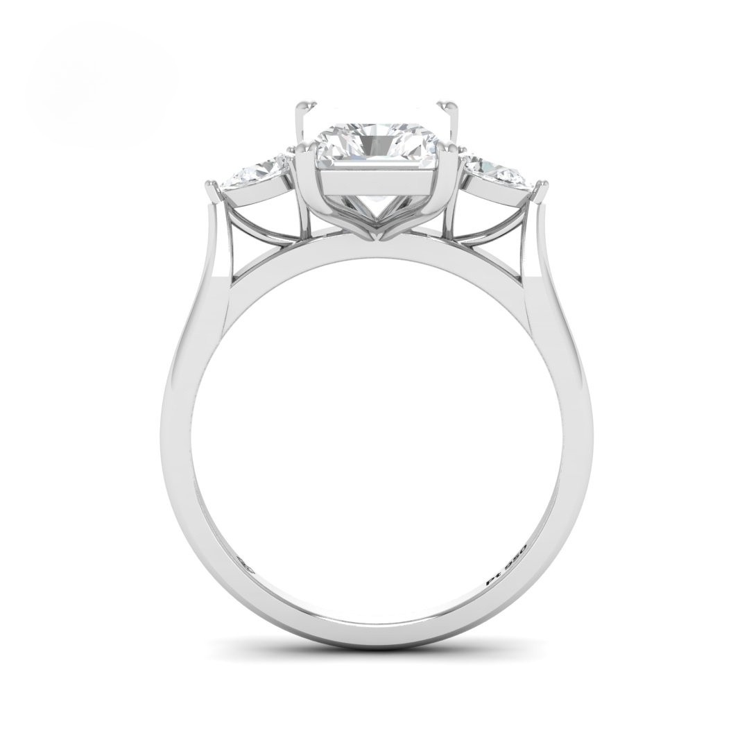 Sofia Radiant Cut Diamond Engagement Ring With A Pear Cut Side Diamonds