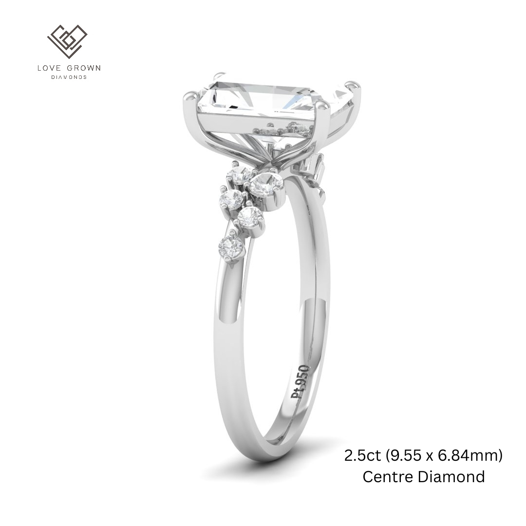 Layla Radiant Cut Diamond Engagement Ring With Accent Band