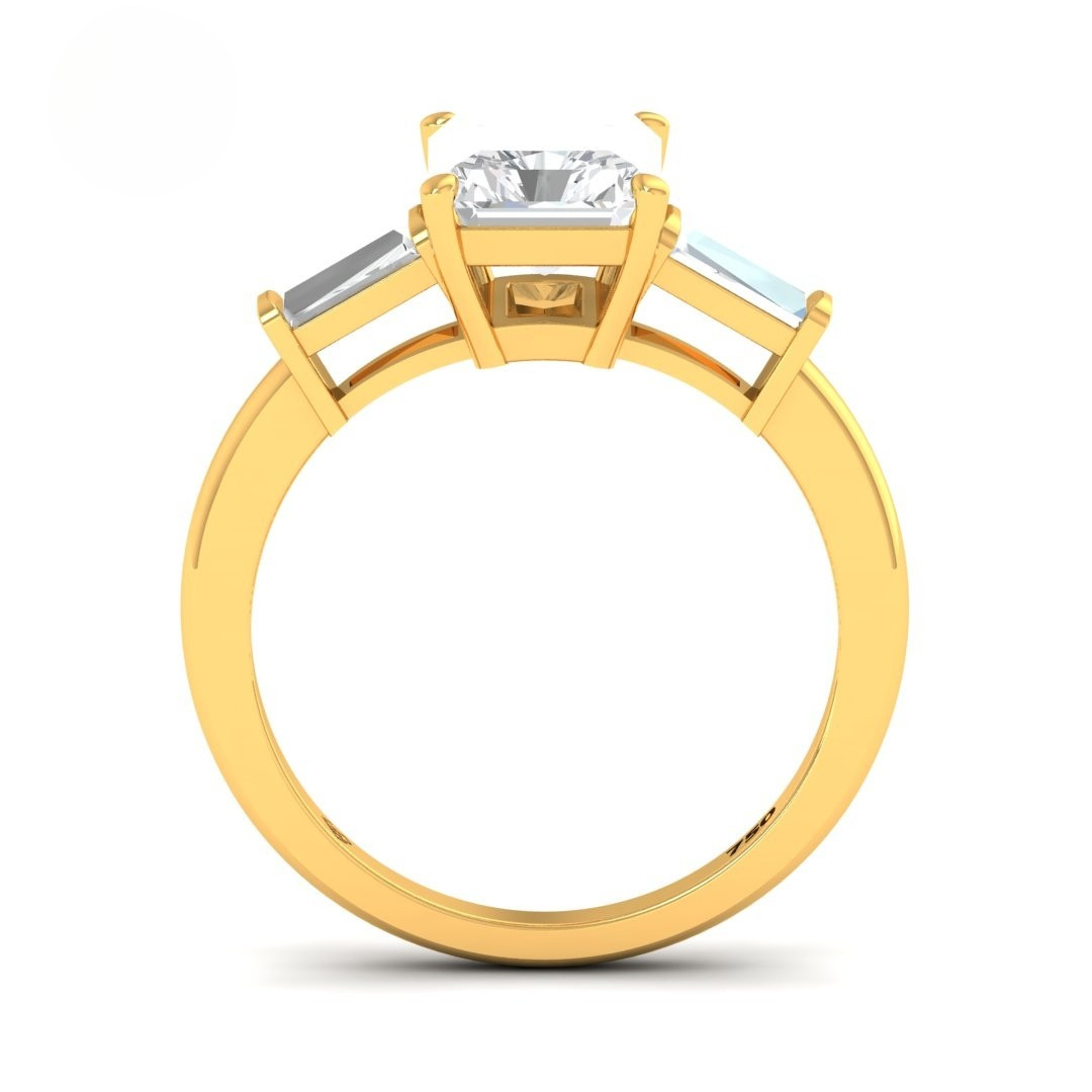 Mary Radiant Cut Diamond Engagement Ring With Tapering Baguettes Cut Side Diamonds