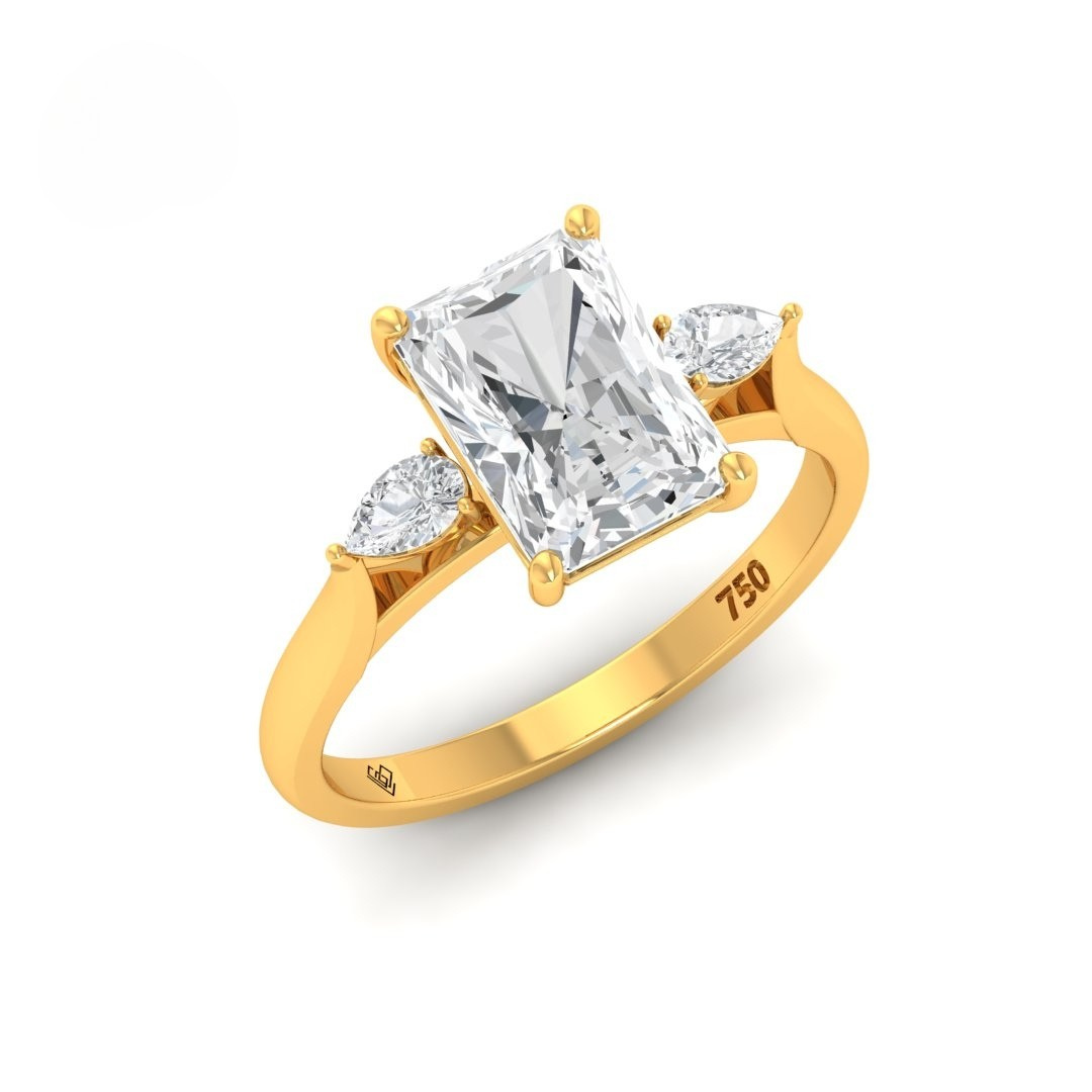 Sofia Radiant Cut Diamond Engagement Ring With A Pear Cut Side Diamonds