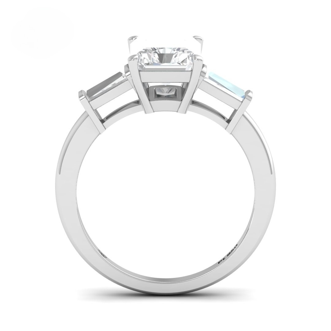 Mary Radiant Cut Diamond Engagement Ring With Tapering Baguettes Cut Side Diamonds
