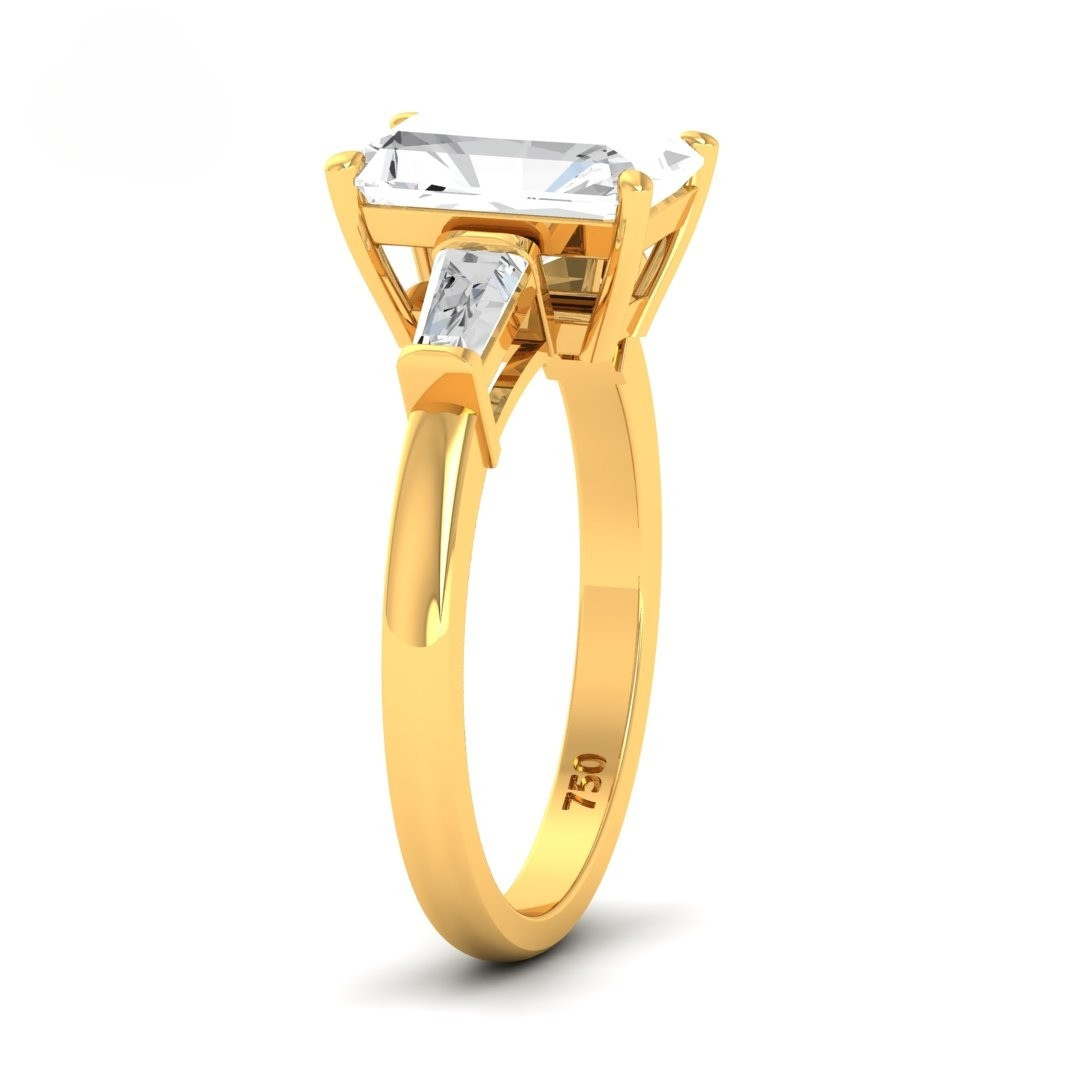 Mary Radiant Cut Diamond Engagement Ring With Tapering Baguettes Cut Side Diamonds