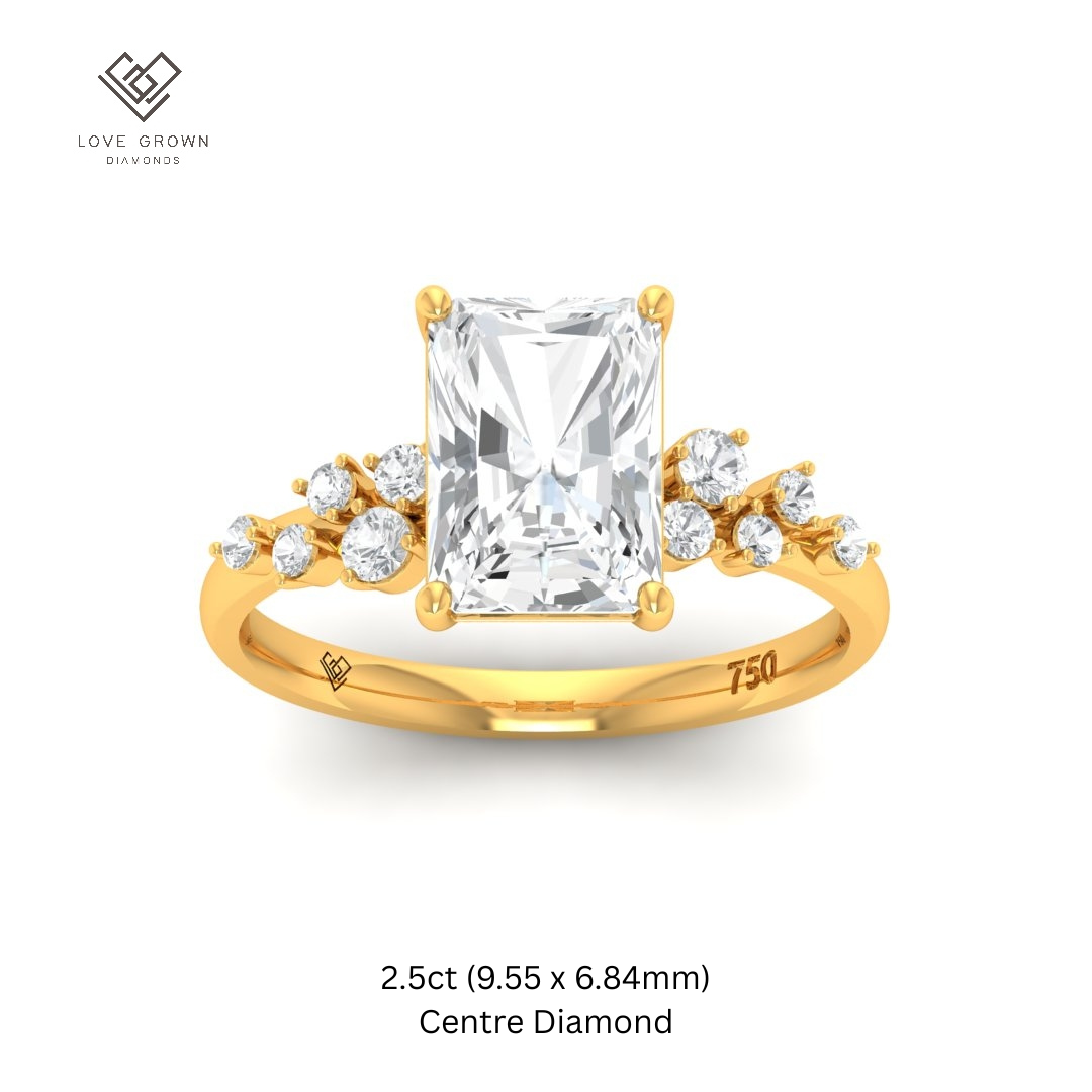 Layla Radiant Cut Diamond Engagement Ring With Accent Band