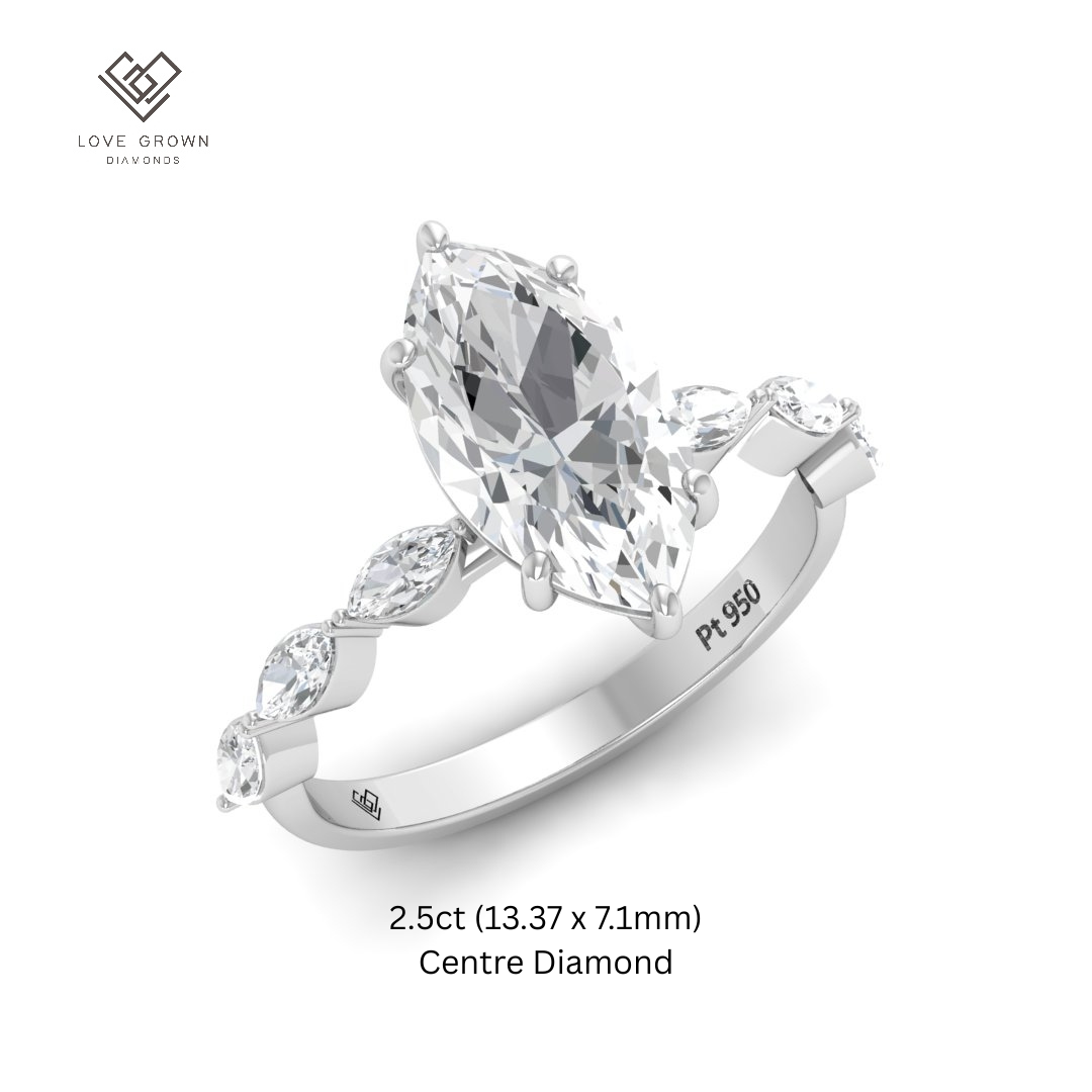 Kasandra Marquise Cut Diamond Engagement Ring With A Marquise Cut Diamond Band
