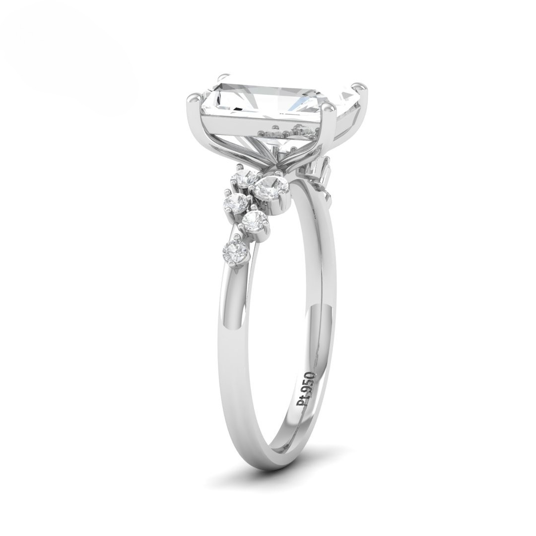 Layla Radiant Cut Diamond Engagement Ring With Accent Band