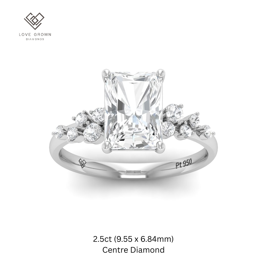 Layla Radiant Cut Diamond Engagement Ring With Accent Band